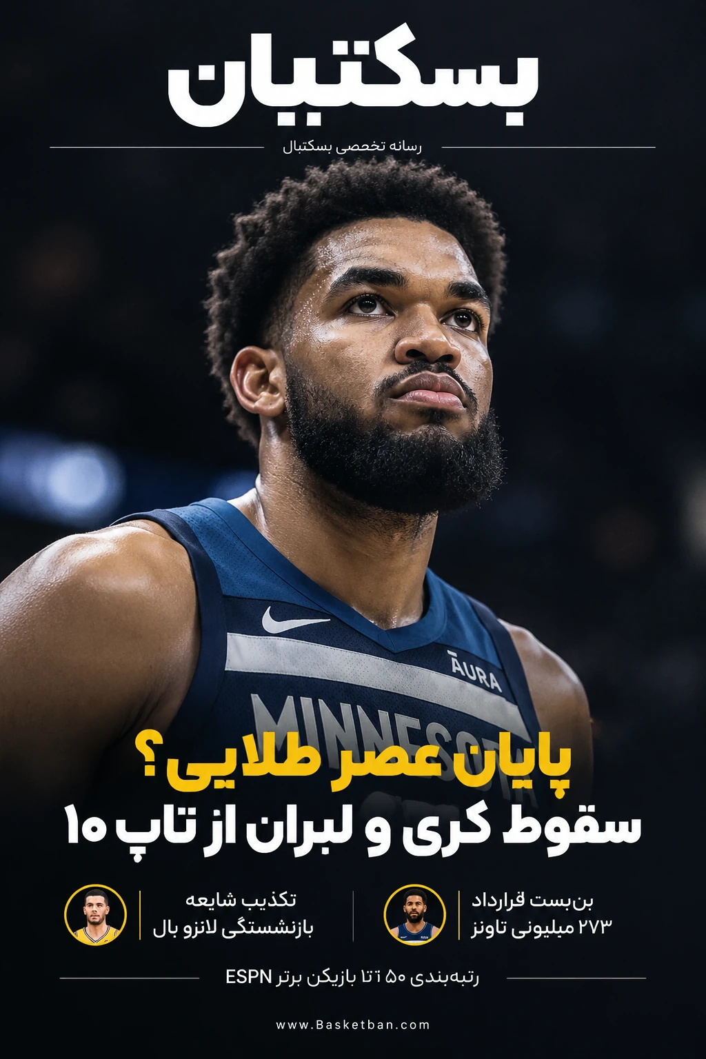 تکذیب بازنشستگی لانزو بال، بنبست تمدید ۲۷۳ میلیونی تاونز در نیکس و انتشار رسمی رتبهبندی ۵۰ تا ۱۱ بازیکن برتر NBA از نگاه ESPN! 5uxs sqst qaqyeia6 zoqotlym num9hkvnrgsi9ykgpbfovw